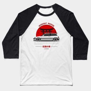 Midnight Racer White EF Hatchback JDM Baseball T-Shirt